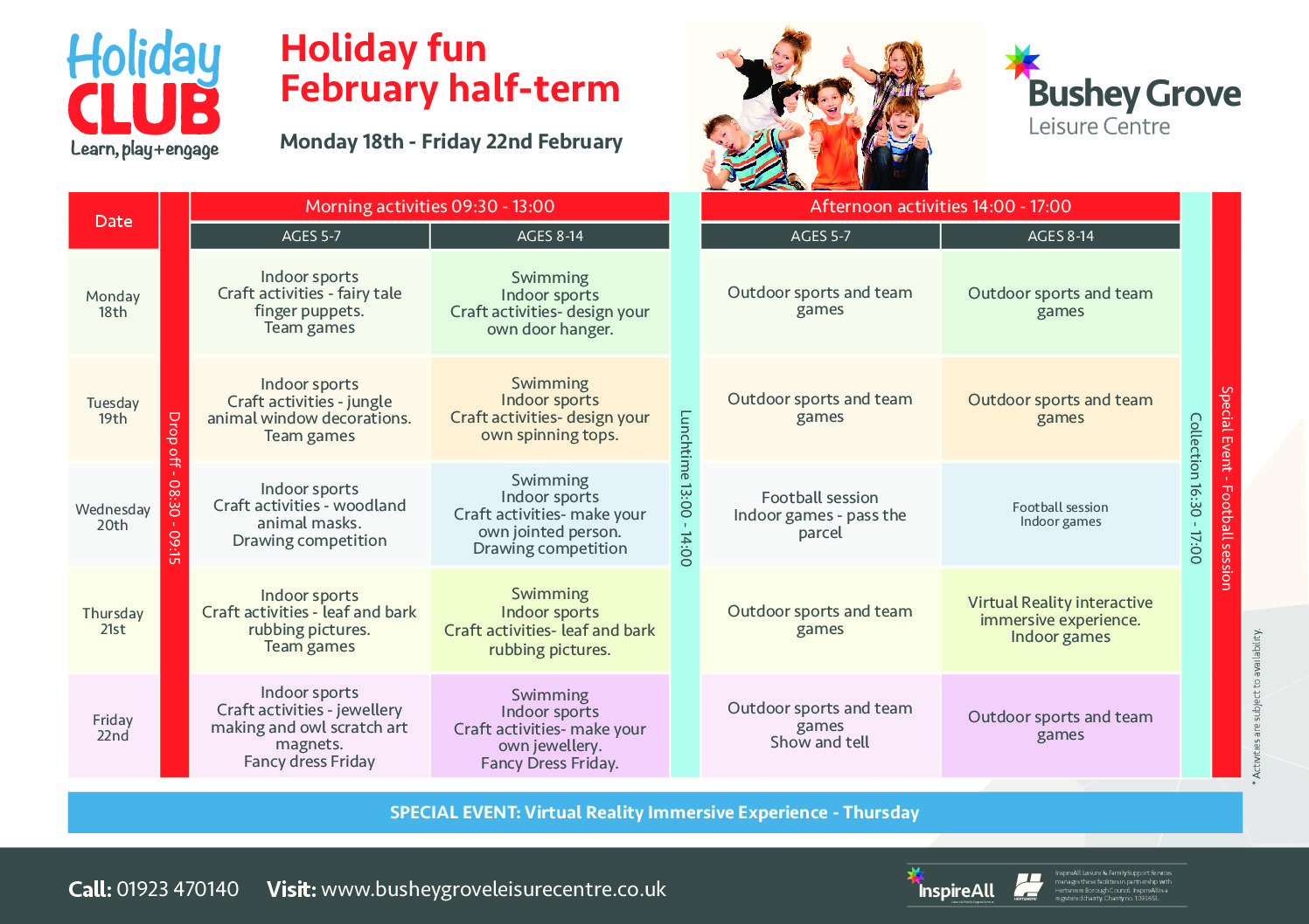 baloncesto Asesor Apéndice Click here to download the 2019 February Half Term Holiday Club timetable.  - Bushey Grove Leisure Centre